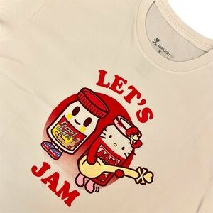 Tokidoki Hello Kitty Light Cream Tee Shirt Men’s (L) Let’s Jam Peanut Butter NWT